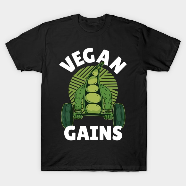 Vegan Gains Funny Vegan Gift T-Shirt by CatRobot